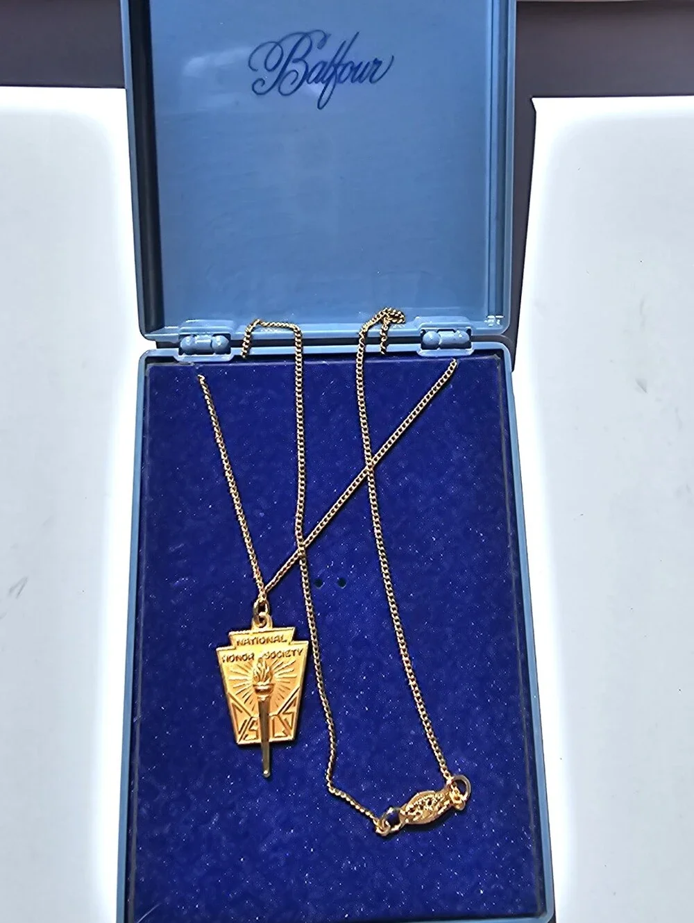Vintage Balfour LGB National Honor Society Gold Tone Pendant Torch Necklace